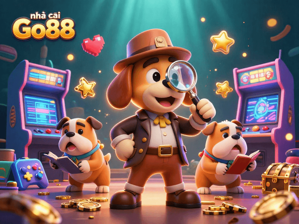 Engage with nhà cái Go88: Explore vibrant 3D scenes of a detective uncovering poker clues.