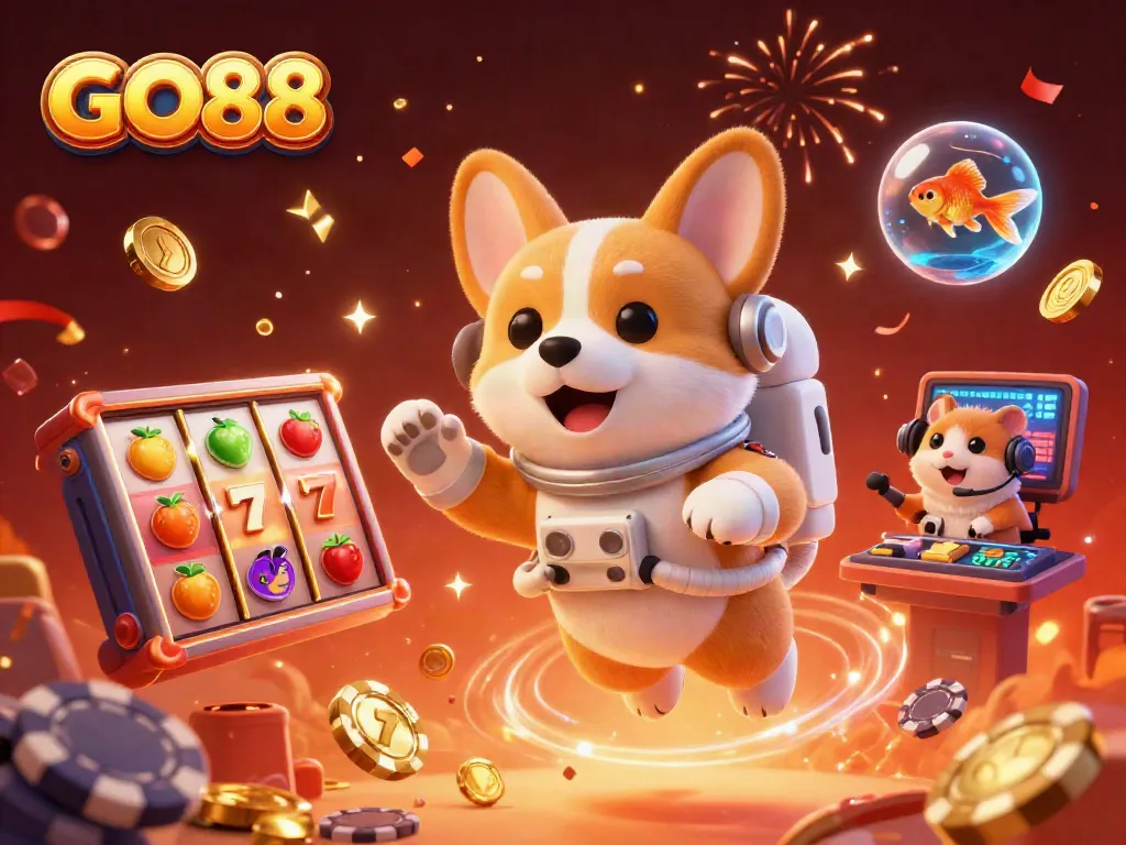 Engage with exciting casino gameplay at GO88, featuring vibrant 3D casino elements and characters.