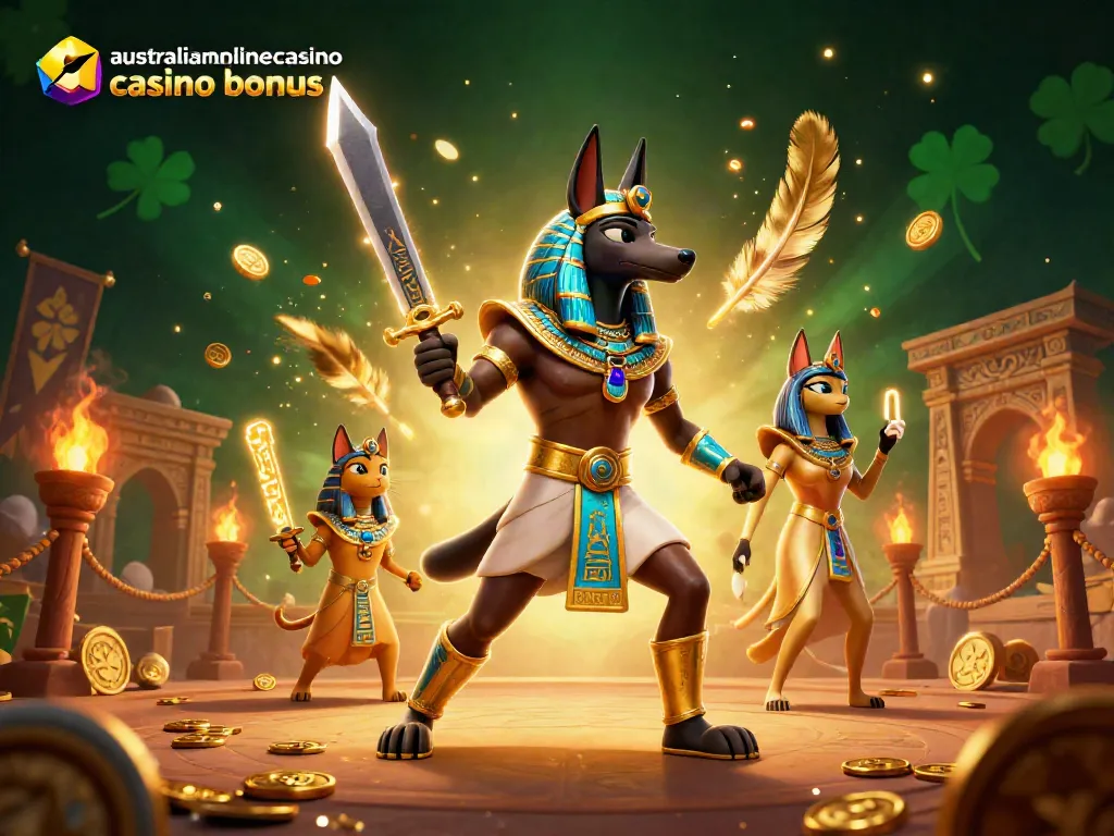 Engage with the thrilling australianonlinecasino casino bonus amidst a vibrant Egyptian-themed casino adventure.
